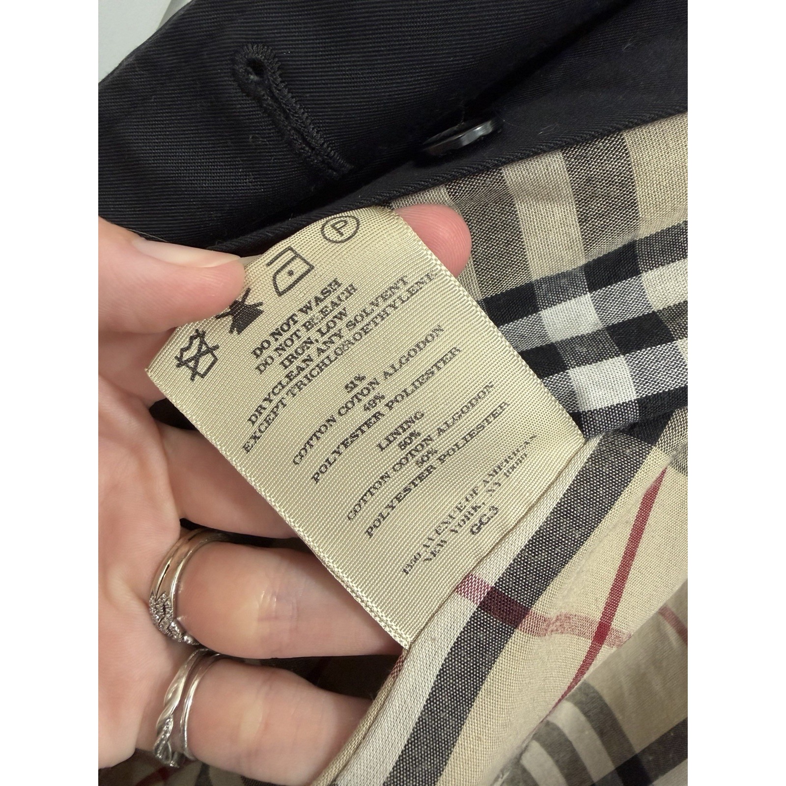 Vintage Burberrys Women's Trench Coat Black Check England Large Us Size 42-44 — image 4 of 8